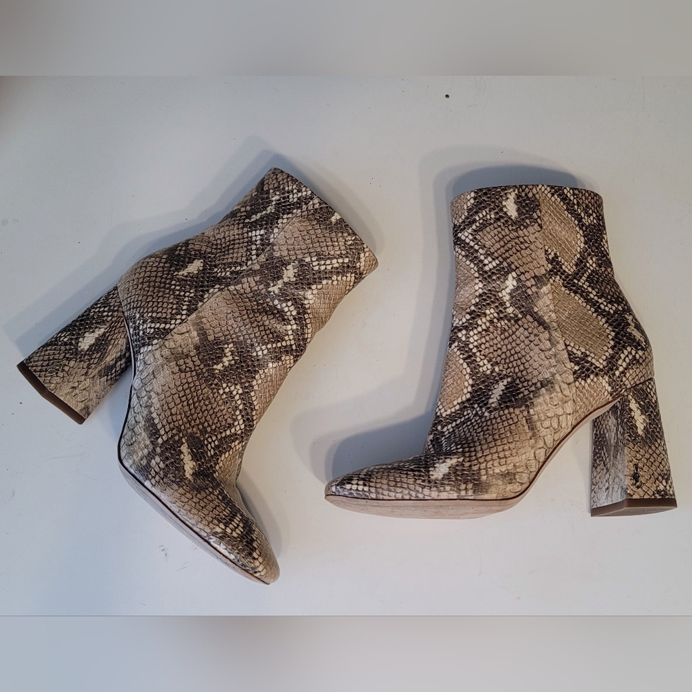 San Edelman Snakeskin Print Vegan Ankle Booties. - Picture 3 of 11